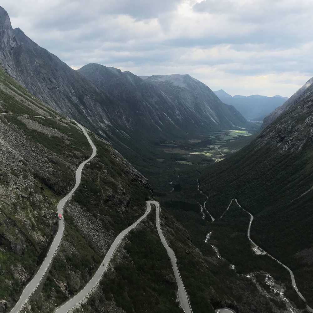 Mountain with windy roads