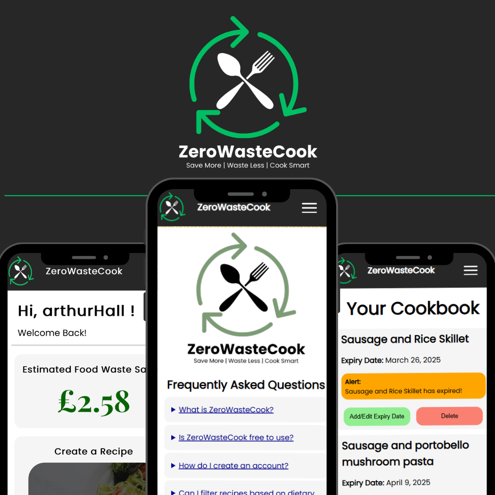 ZeroWasteCook application screenshots
